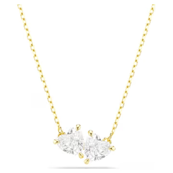 Mesmera necklace, Heart, White, Gold-tone plated