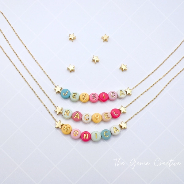 Kids Name Necklace Gift For Girls Name Necklace Colorful Beads Name Beads Necklace Kids Jewelry Girls Necklace For Kids Custom Necklace Gift