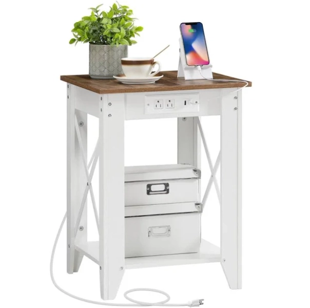 laurel foundry modern farmhouse Alonso 23.6'' Tall End Table with Charging Station Laurel Foundry Base