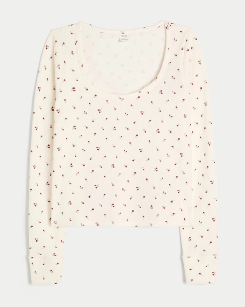 Gilly Hicks Always Cozy Waffle Long-Sleeve Scoop Top