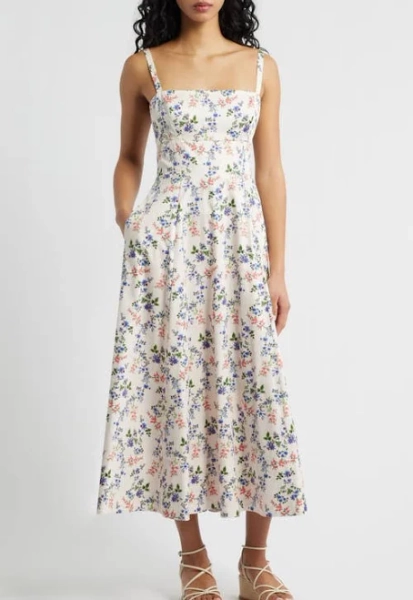 Hill House Home Women's The Margot Dress Pink Scallop Bow Chintz