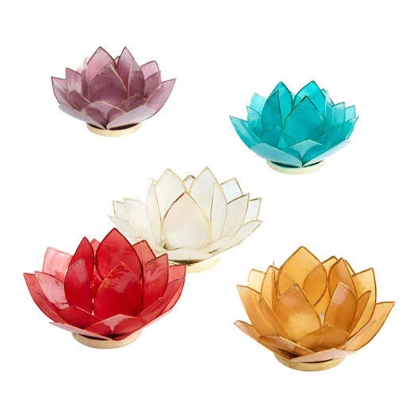 World Market Capiz 20 Petal Lotus Tealight Candle Holder