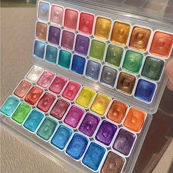 24 Colors + 1 Mini Pearl Water Color, Portable Metal Watercolor Solid Paint Set in Transparent for Drawing and Nail Art Clay Dyeing - Ideal Gift Suitable for All Seasons