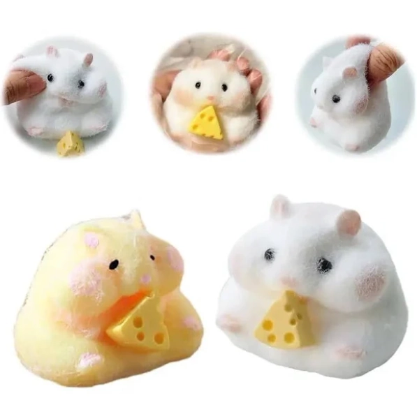 2pcs Taba Squishy Hamster Squeeze Toys,Cute Soft Hamster Squishy Toys,Stress Relief Squishies for Kids Party Favors, Pinch Family, Fidget Toys