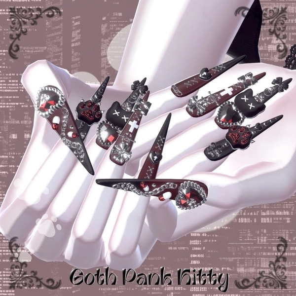 26アバター対応😸Goth Pank Kitty Long Nail【MA対応】