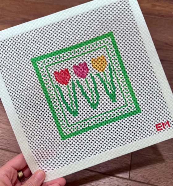 Spring Tulips Handpainted Needlepoint Canvas - 13CT
