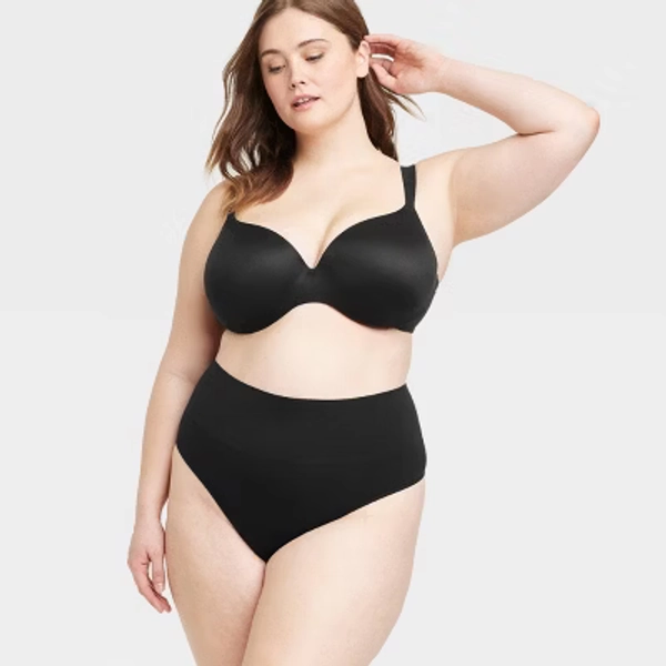 Women's Seamless High Waisted Rise Thong Underwear - Auden™ Black XXL: Lightweight Knit, Plus Size
