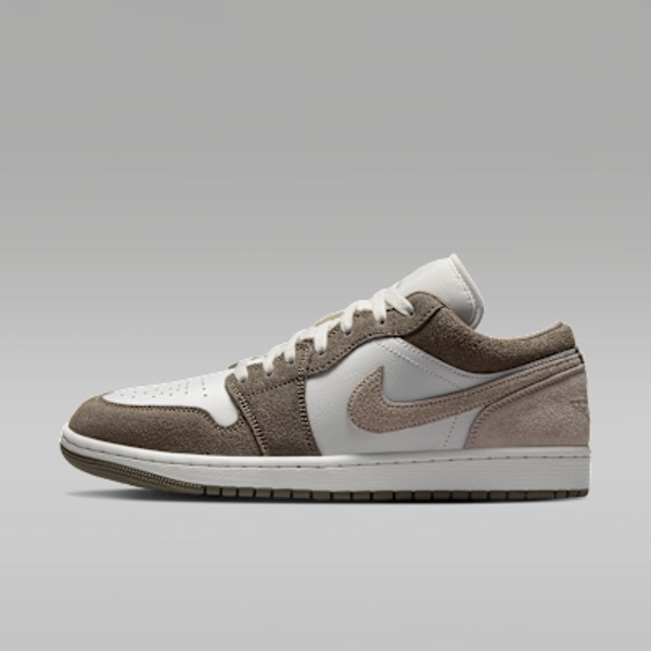 Air Jordan 1 Low Men's Shoes - Olive Grey/Summit White/Pale Ivory/Enigma Stone - Size 7