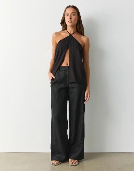 High Rise Tailored Linen Blend Pant - size 8