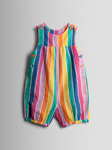 JoJo Maman Bébé Rainbow Multi Stripe Dungaree