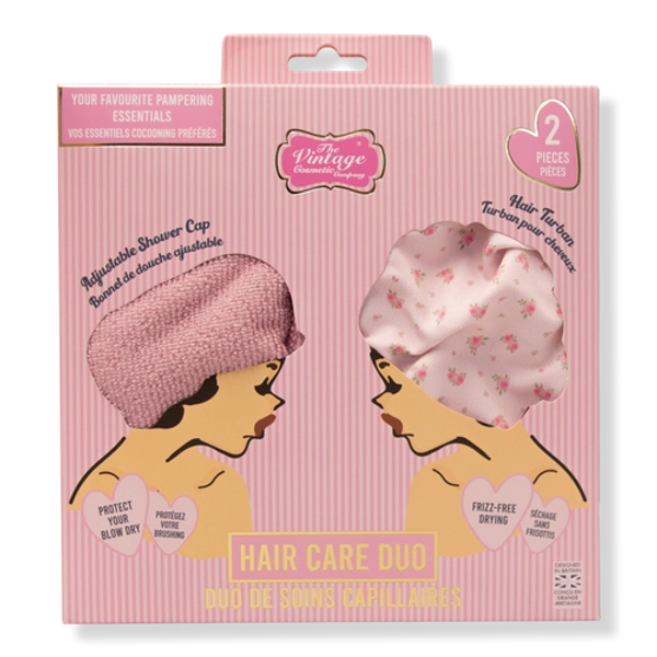 Ditsy Rose Printed Reusable Shower Cap & Hair Towel Set