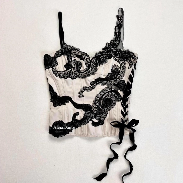 VINTAGE ORIENTAL PRINT DRAGON GREY/BEIGE BEADED...