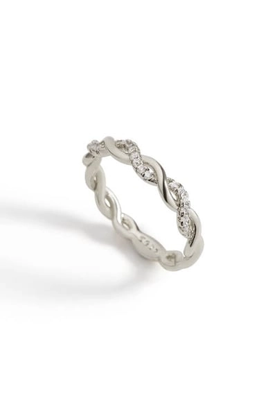 Mint & Lily Dainty Pave Twist Stacking Ring in 925 Sterling Silver at Nordstrom