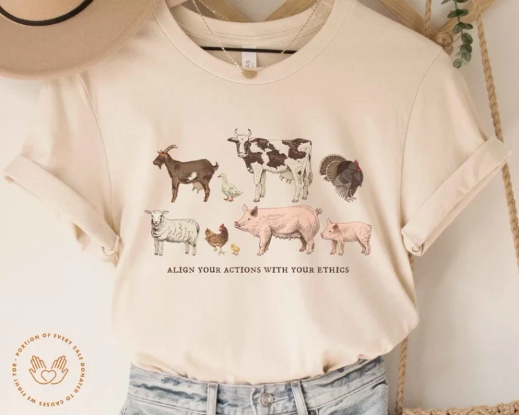 Align Your Actions With Your Ethics, Vegan Shirt, Animal Welfare Shirt, Farm Sanctuary Shirt, Friends Not Food Shirt