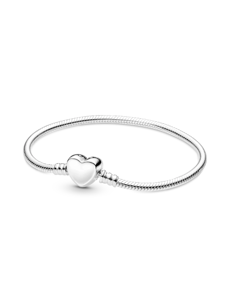 Pandora Moments Engravable Heart Clasp Snake Chain Bracelet