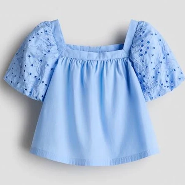 H&M Puff-Sleeved Cotton Blouse