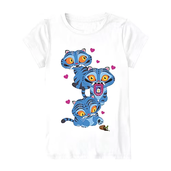 Mad Engine Little & Big Kid Girls Round Neck Short Sleeve Regular Fit KPOP Demon Hunters Graphic T-Shirt, Small (7-8), White