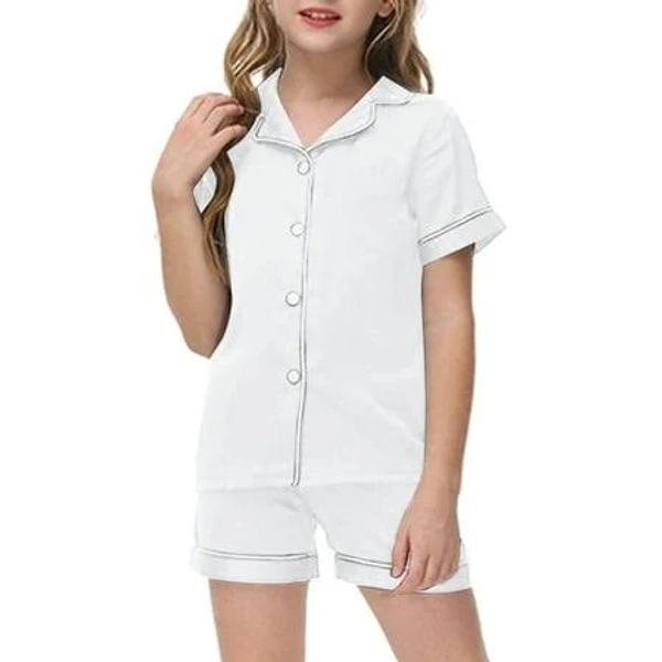 Kids Girls Silk Button Down Pajamas Set