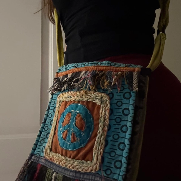 Handmade boho hippie patchwork crossbody bag.
open...