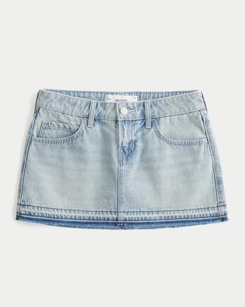 Low-Rise Light Wash Denim Mini Skort