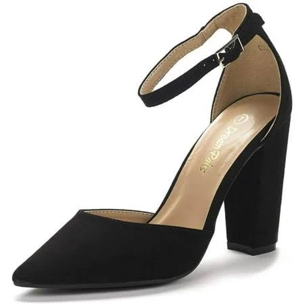 Dream Pairs Women Fashion Ankle Strap Pump Shoes High Chunky Heel Pump Shoes Pointed Toe Dress Shoes For Women Coco