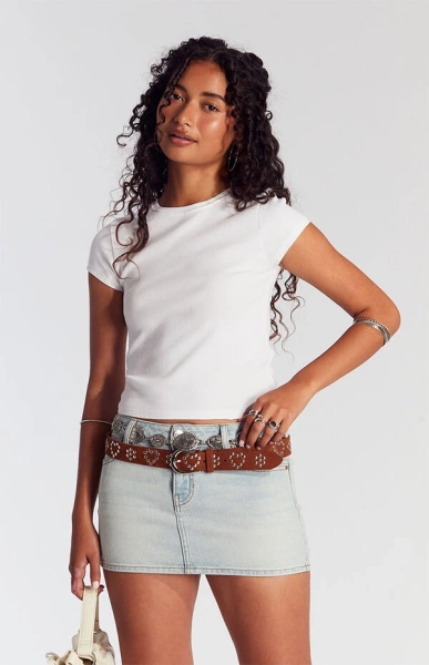 Piper Light Indigo Low Rise Denim Micro Skirt