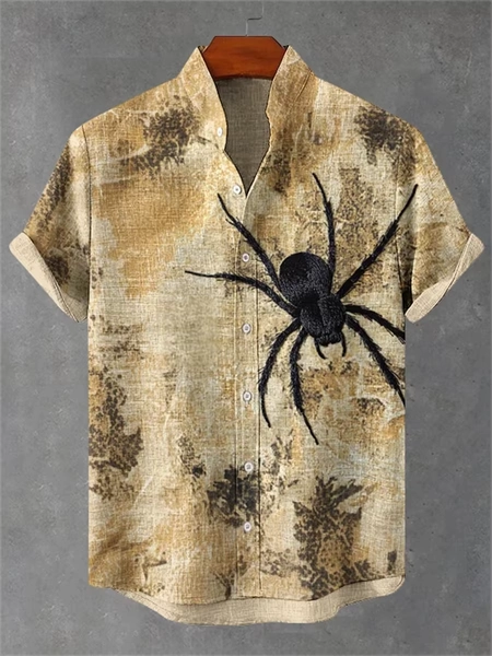 Animal pattern, fashion trend, street outdoor, high-quality and comfortable linen men's short sleeved casual shirt - AliExpress 200000343