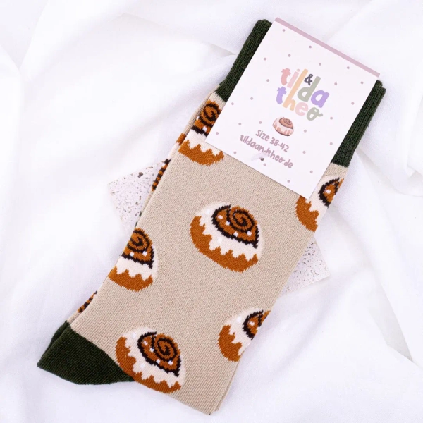 Cinnamon Bun Socks, Cotton Socks, Swedish Kanelbulle - Cinnamon Bun Socks, Funny Accessory - Gift