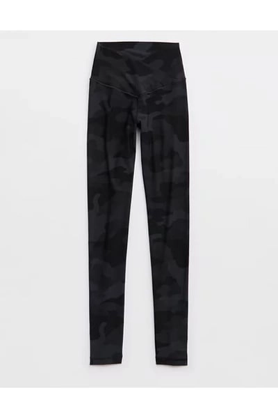 OFFLINE By Aerie Real Me High Waisted Crossover Legging Women's Black Charcoal L Short