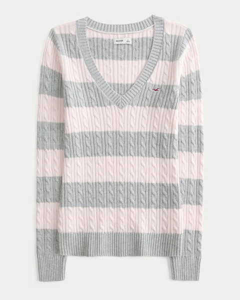 Cable-Knit V-Neck Icon Sweater
