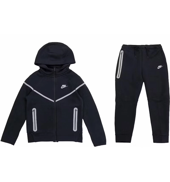 Nike Kid's Tech Fleece Reflective Hoodie & Joggers Set Black/Silver