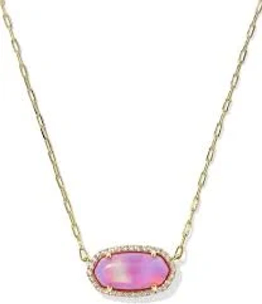 Kendra Scott Elisa Pave Frame Gold Short Pendant Necklace