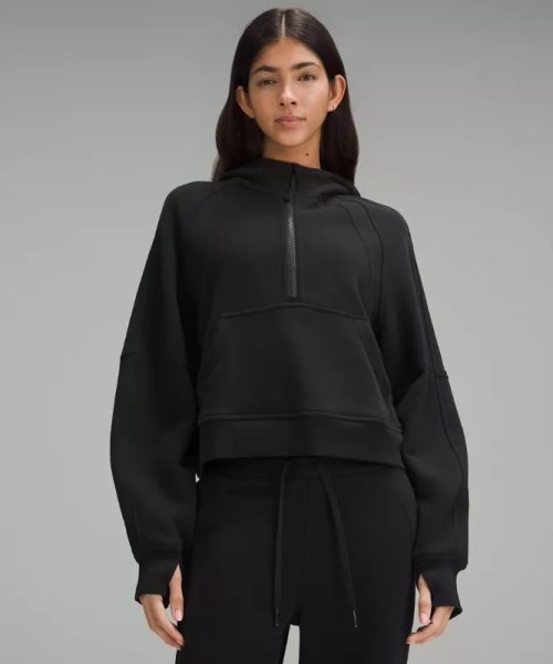 Scuba Oversized Half-Zip Hoodie - Black - M/L