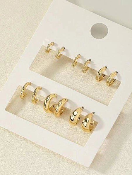 6pairs Geometrical Shapes Creative & Fashionable & Minimalist Daily Wear Exquisite Small Earrings For Women,Suitable For Women Daily Wear, Various Holidays, Mother's Day Gift, Social Events, , Music Festival Accessories