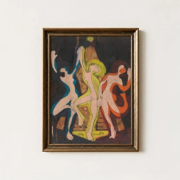 Vintage Abstract Dancer Painting | Antique Modern Figure Artwork | Colorful Expressionist Wall Decor | Mailed Print
