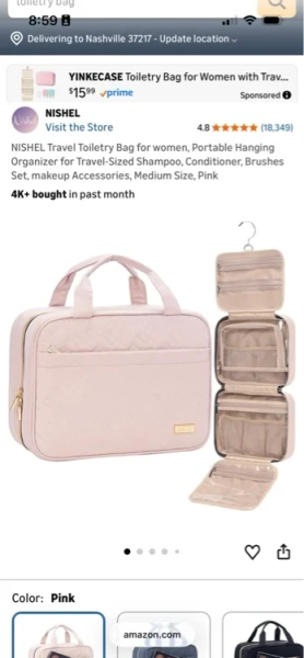 Bagsmart Zora Spacesaver Hanging Toiletry Bag