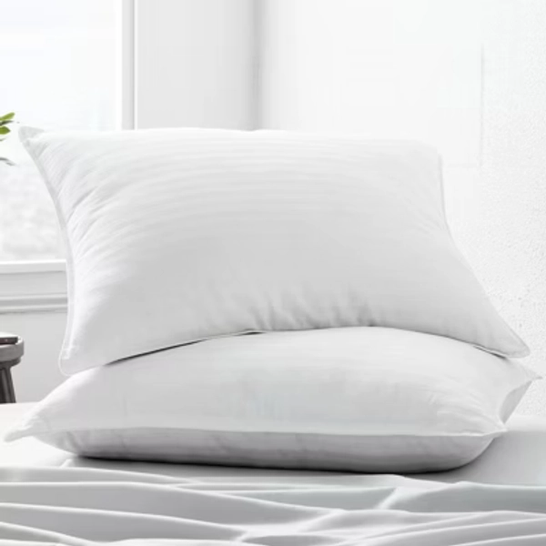 Set of 2 Cooling Gel Fiber Bed Pillows With 100% Cotton Cover - Becky Cameron, White, Standard