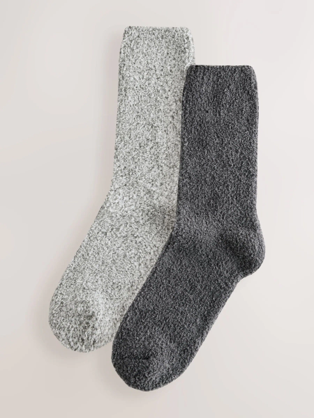 Charcoal/Light Grey Cosy Socks 2 Pack