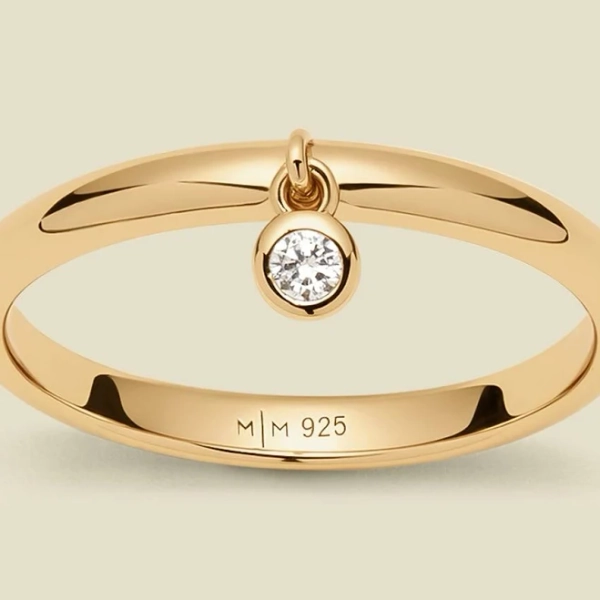 Made By Mary Women's CZ Poppy Drop Gold Vermeil Ring