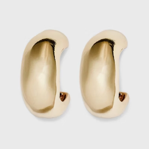 Puffy Hoop Earrings - A New Day™ Gold: Nickel-Free Metal, Zinc, Post Closure, 1.14" Length, 0.78 oz Weight
