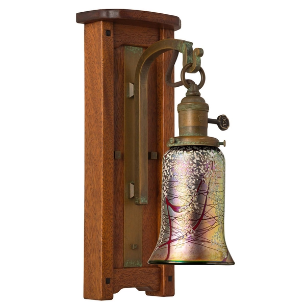 Hillside Tall Wood Wall Sconce with Key Switch and Glass Shade