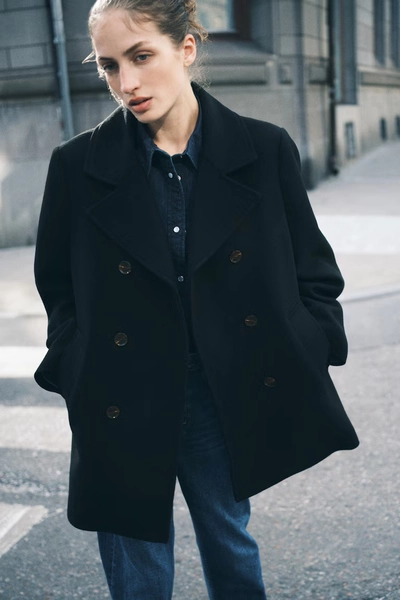Cappotto in twill a doppiopetto