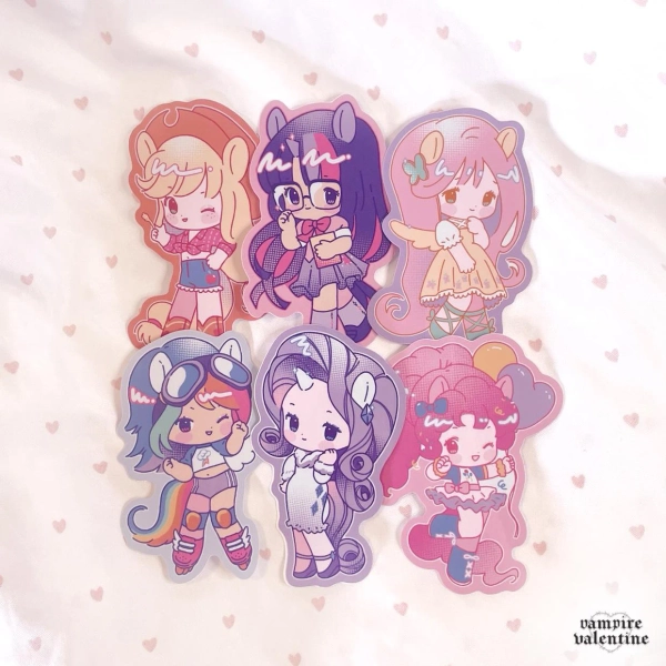 Little Pony Gijinka Chibi Anime Stickers | Cute Colorful Fan Art on Gloss Vinyl