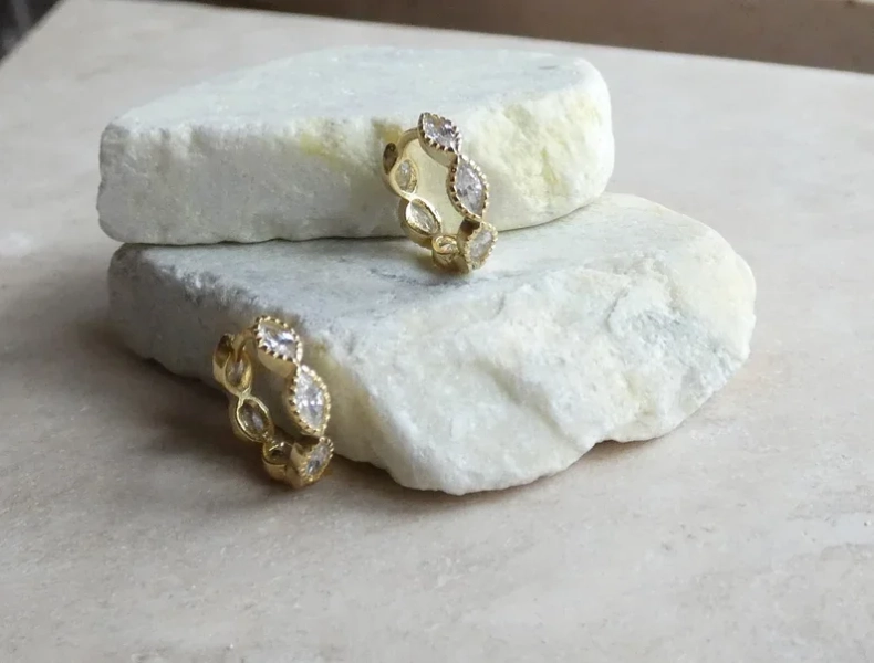 Dainty Hoops, Dainty Earrings, Marquise Hoops, Marquise Huggies, Delicate Hoops, Dainty Jewelry