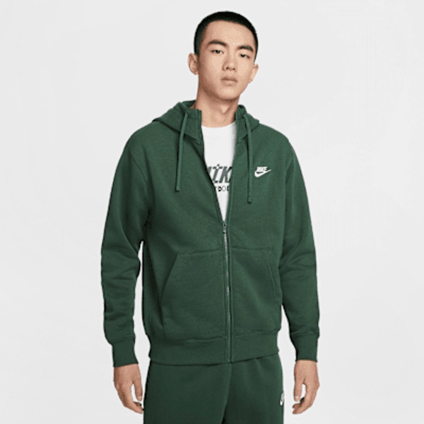 Nike Sportswear Club Fleece Men's Full-Zip Hoodie - Fir/Fir/White - Size S