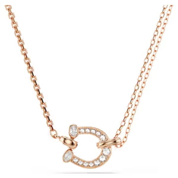 Symbolica pendant, Pavé, Horse shoe, White, Rose gold-tone plated