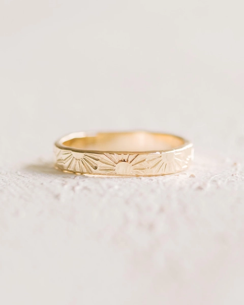 Sunshine Ring 14K Gold Filled, Sun Wedding Band, Gift for Her
