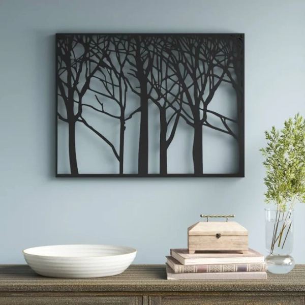 17 Stories Black Metal Wall Sculpture
