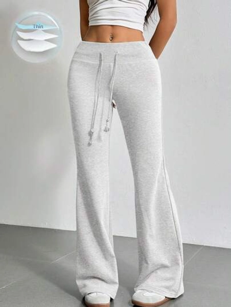 SHEIN EZwear Drawstring Waist Flare Leg Sweatpants