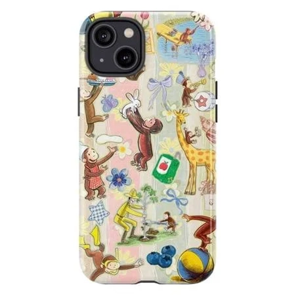 Classic Curious George Adventures Phone Case with Giraffe and Gardening Art, Protective Cover for iPhone 17, 16, 15, 14, 13, 12, 11, Pro Max, Plus,